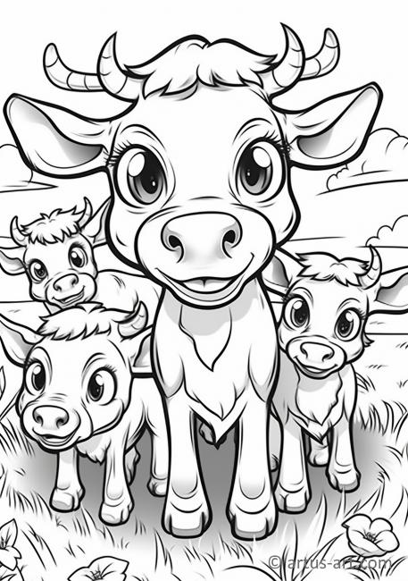 Cute Cows Coloring Page